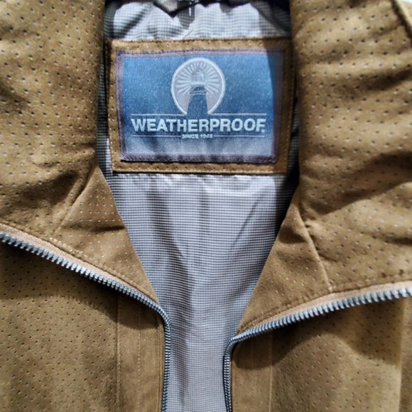WEATHERPROOF Men's Brown Lightweight Suede Jacket, Size L - Picture 7 of 14